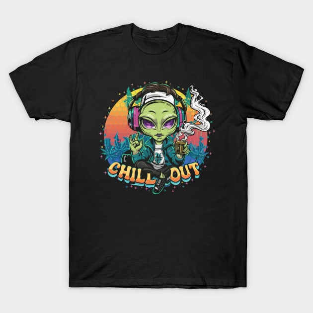 Interstellar Rhythm: Hip Hop Alien Art Piece T-Shirt by diegotorres